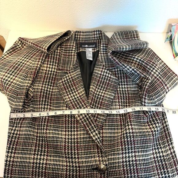 Vintage Sag Harbor Wool Plaid Houndstooth Blazer Jacket Size 16 - Picture 10 of 10